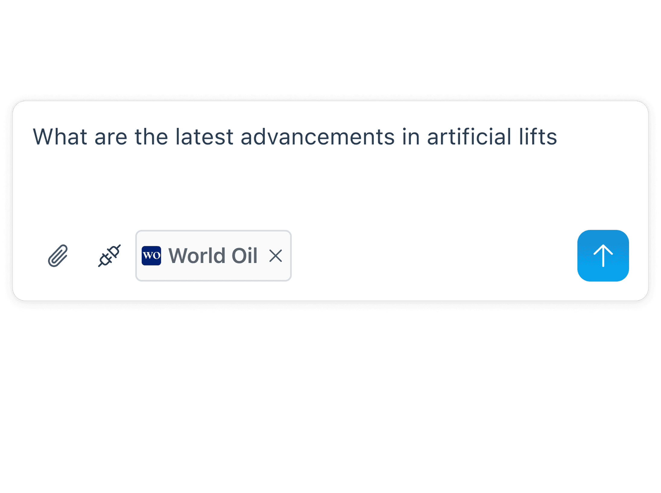 The Neurohive chat box, asking a question with the World Oil dataset attached.